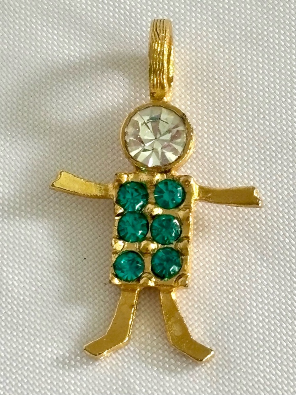 Vintage KIS Green Birthstone Brat Boy Charm for May EUC
